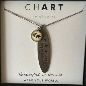 Chart pewter and silver necklace with sentiment